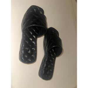 BY FAR Quilted Leather Slide Sandals Black EU 36 US 6 Designer Flats